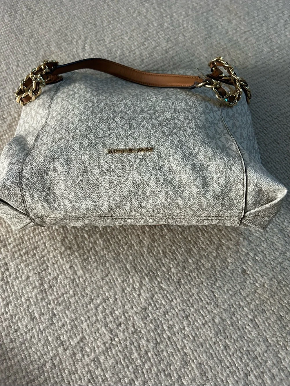 Michael Kors Cream & Brown Chain-Handle Tote with Matching Wallet